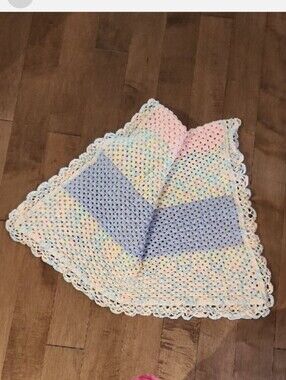 Handmade Pastel Crochet Baby Blanket - Multicolor Stripes